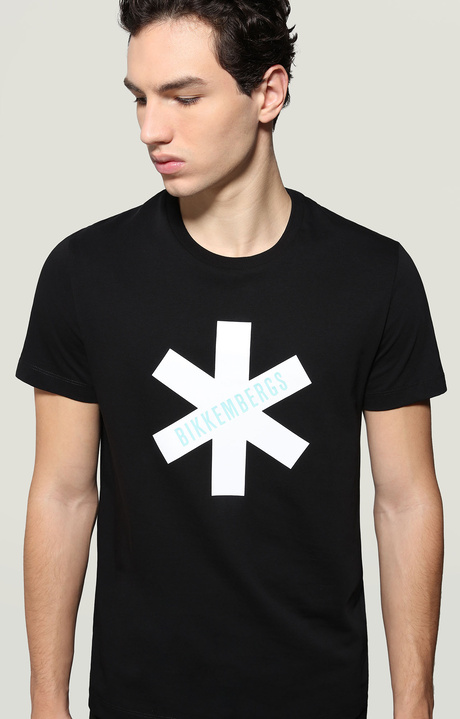 Men's T-shirt with rubber print, BLACK Men's T-shirt with rubber print, BLACK, hi-res-1