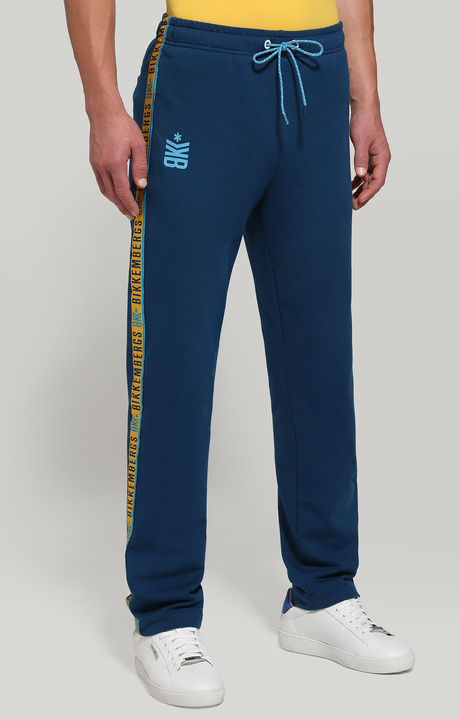 Men's joggers with jacquard tape, TURQUOISE, hi-res-1