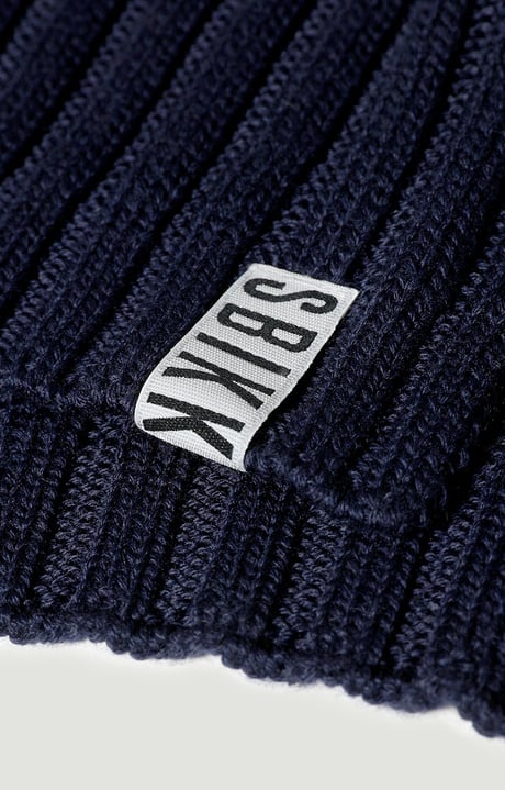 Ribbed scarf with tape 40x180 cm, NAVY Ribbed scarf with tape 40x180 cm, NAVY, hi-res-1