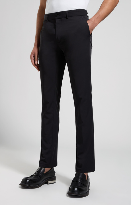 Creaseless men's travel pants - slim fit, BLACK, hi-res-1