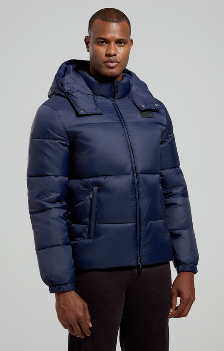 Men’s puffer jacket with reflective print, BLACK IRIS, hi-res-1