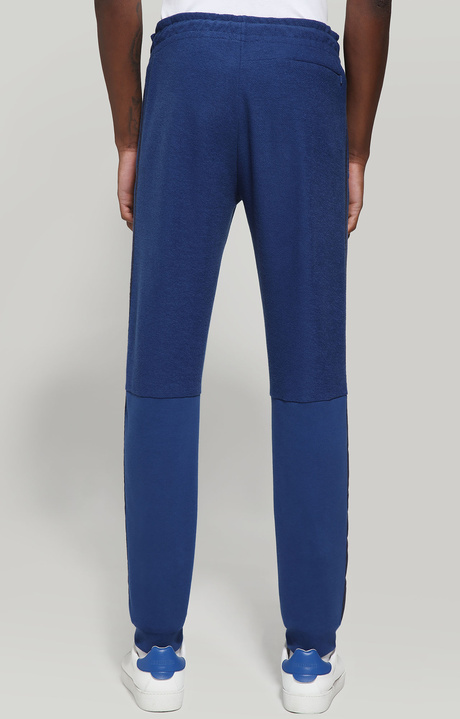 Men's fleece joggers with contrast inserts, BLUE, hi-res-1