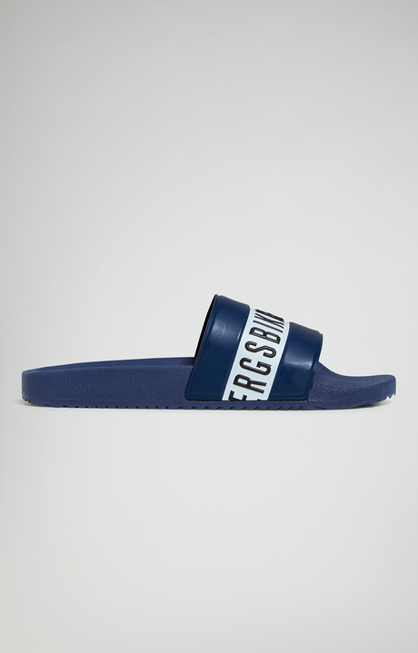 Men's rubber sliders - Pool, NAVY/WHITE, hi-res-1