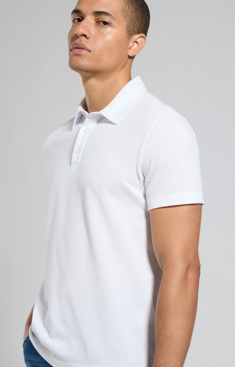 Piquet cotton men's polo shirt, WHITE, hi-res-1