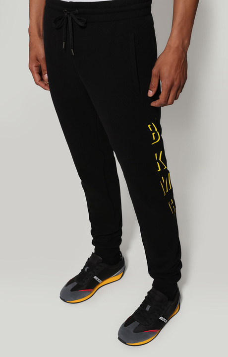 Men's diagonal fleece sweatpants, BLACK, hi-res-1