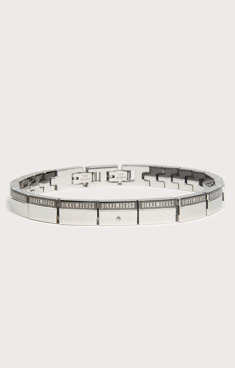 bikkembergs Men's Grey steel bracelet color contrasting band