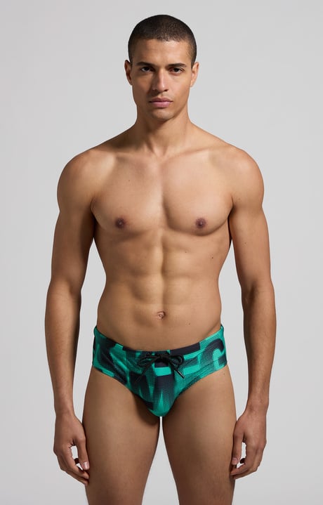 Men's camouflage print swim briefs, MARINE Men's camouflage print swim briefs, MARINE, hi-res-1
