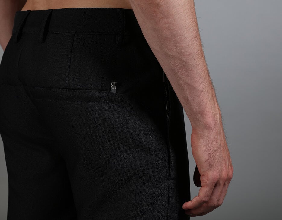 Men's trousers in navy blue fabric, NAVY Men's trousers in navy blue fabric, NAVY, hi-res-1