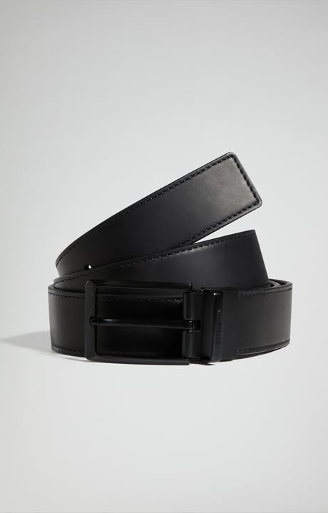 Men's smooth leather belt, BLACK Men's smooth leather belt, BLACK, hi-res-1