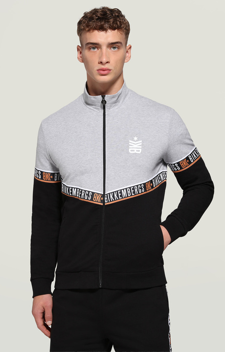 Felpa uomo tape jacquard, GREY MELANGE/BLACK, hi-res-1