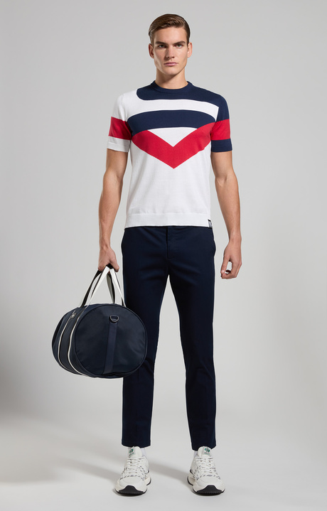 Colour block men's knit top, WHITE/POMPEIAN RED/NAVY, hi-res-1