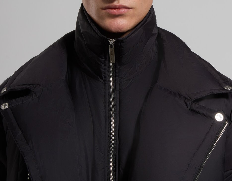 Men’s puffer jacket with lapels, BLACK Men’s puffer jacket with lapels, BLACK, hi-res-1