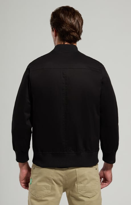 Leather and canvas men's bomber jacket, BLACK, hi-res-1
