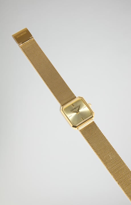 Watch with mesh steel band, GOLD/GOLD Watch with mesh steel band, GOLD/GOLD, hi-res-1