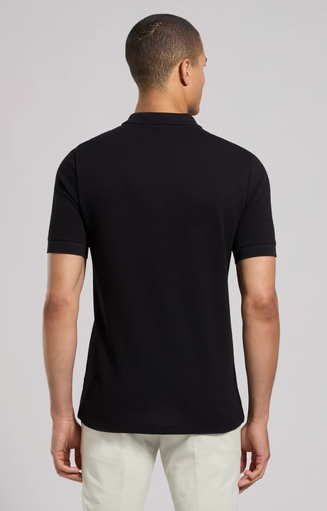 Men's polo shirt in mercerized cotton , BLACK, hi-res-1