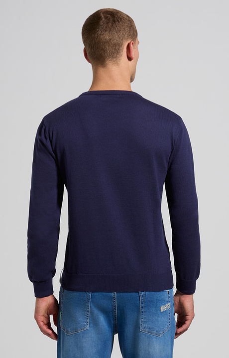Men's knit pullover with insert panel, BLACK IRIS, hi-res-1