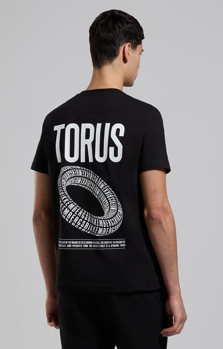 Men's T-shirt with printed back, BLACK Men's T-shirt with printed back, BLACK, hi-res-1
