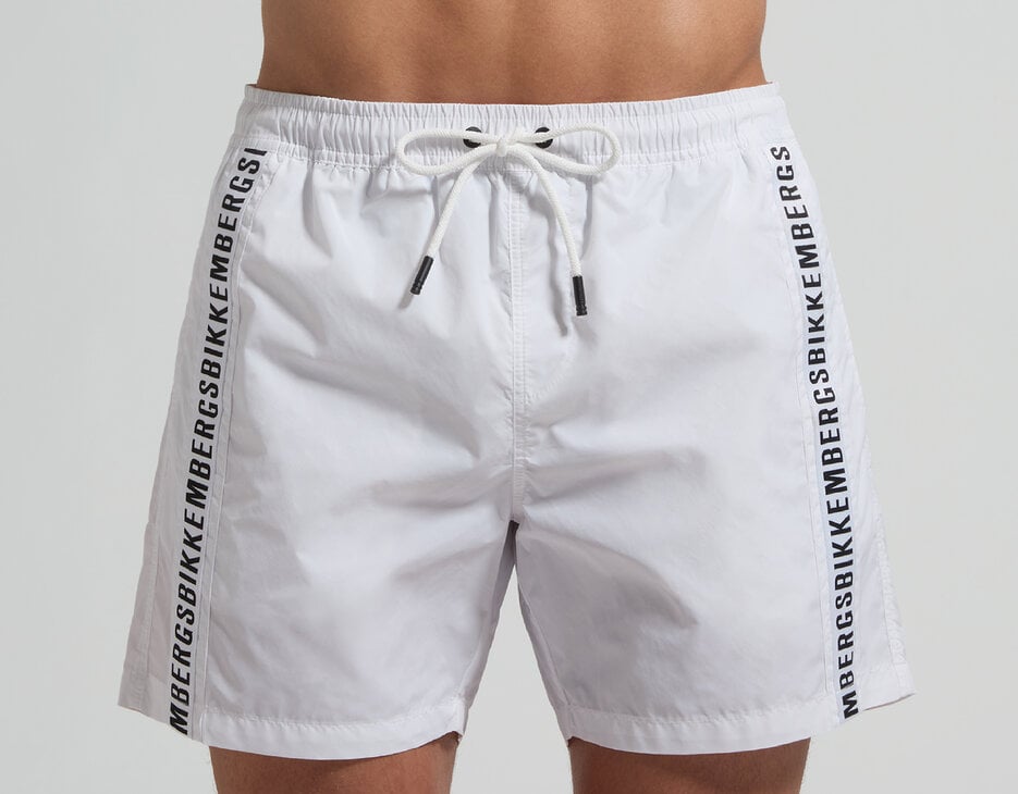 Men's swim shorts - tape insert, WHITE Men's swim shorts - tape insert, WHITE, hi-res-1