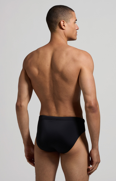 Men's swim briefs - tape on side, BLACK Men's swim briefs - tape on side, BLACK, hi-res-1
