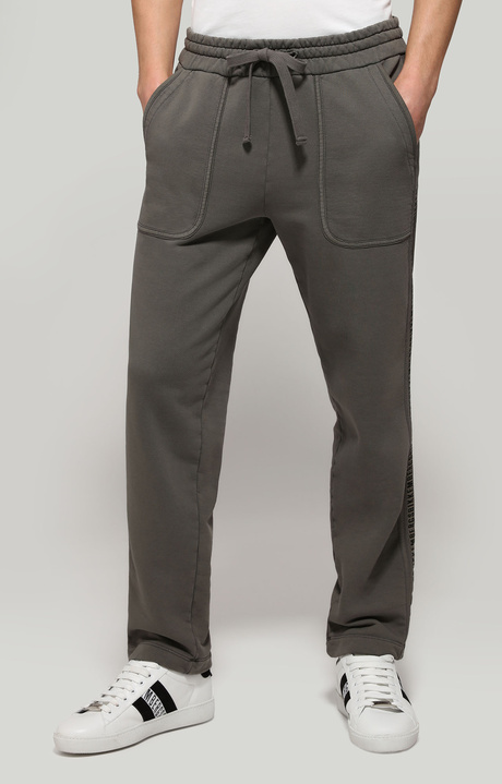 Men's sweatpants in jacquard fleece, GREEN, hi-res-1
