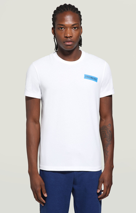 Men's T-shirt with label print, OPTICAL WHITE, hi-res-1
