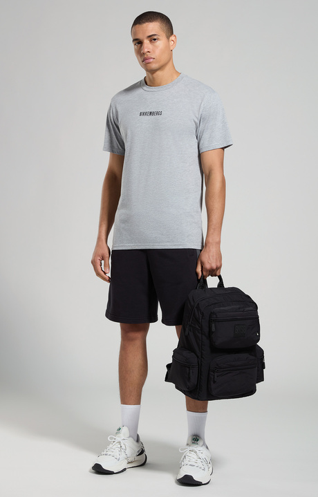 Optical print men's T-shirt, GREY MELANGE MID/LIGH, hi-res-1