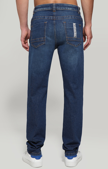 Men's jeans regular fit with tape, BLUE DENIM, hi-res-1