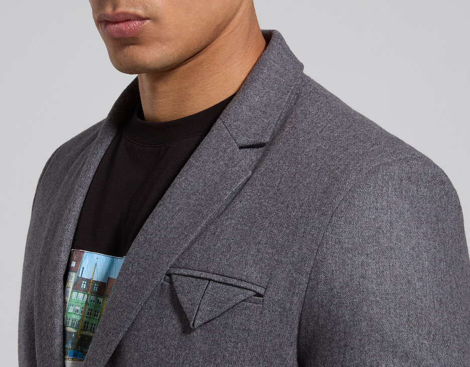 Men's grey flannel blazer, DARK GREY MELANGE, hi-res-1