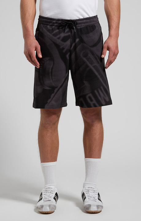 Men's camo-effect sweat shorts, BLACK, hi-res-1