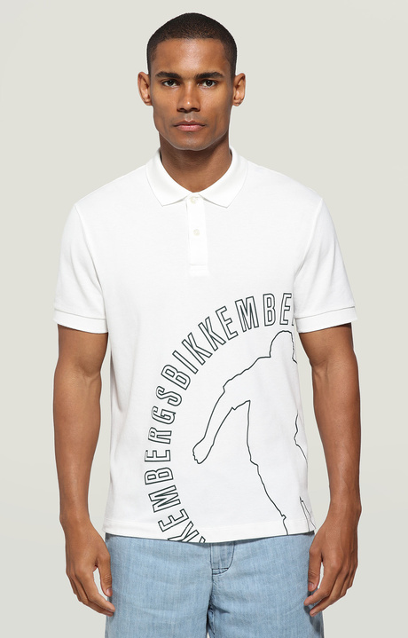 Men's polo shirt - cotton pique, WHITE, hi-res-1