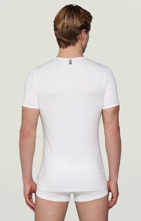 Men's V-neck undershirt, WHITE Men's V-neck undershirt, WHITE, hi-res-1