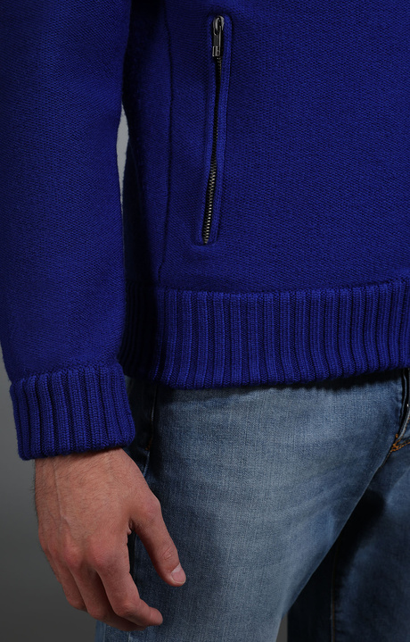 Men's electric blue cardigan with quilted lining, BLUE, hi-res-1