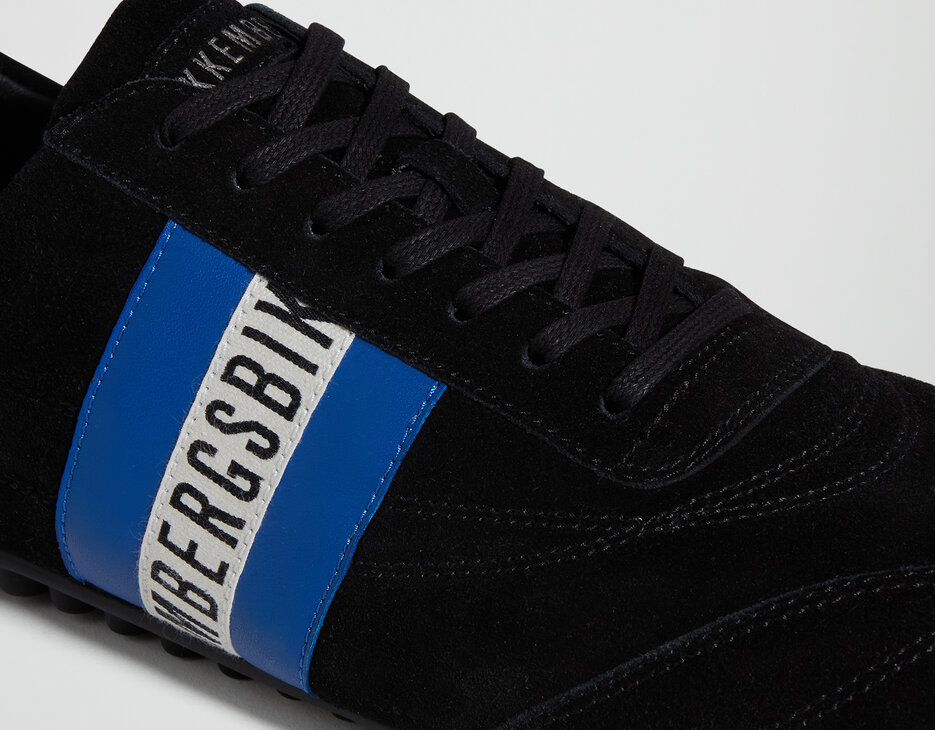 Men's Soccer suede leather sneakers, BLACK, hi-res-1