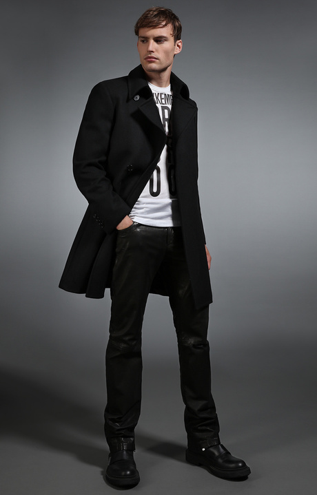 Men's black wool coat, BLACK, hi-res-1