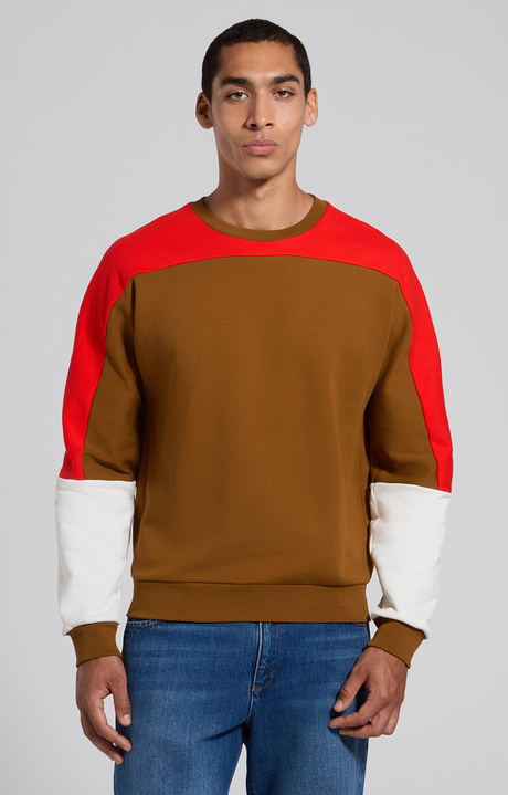 Men's brown color-block cotton sweatshirt, MONK'S ROBE, hi-res-1