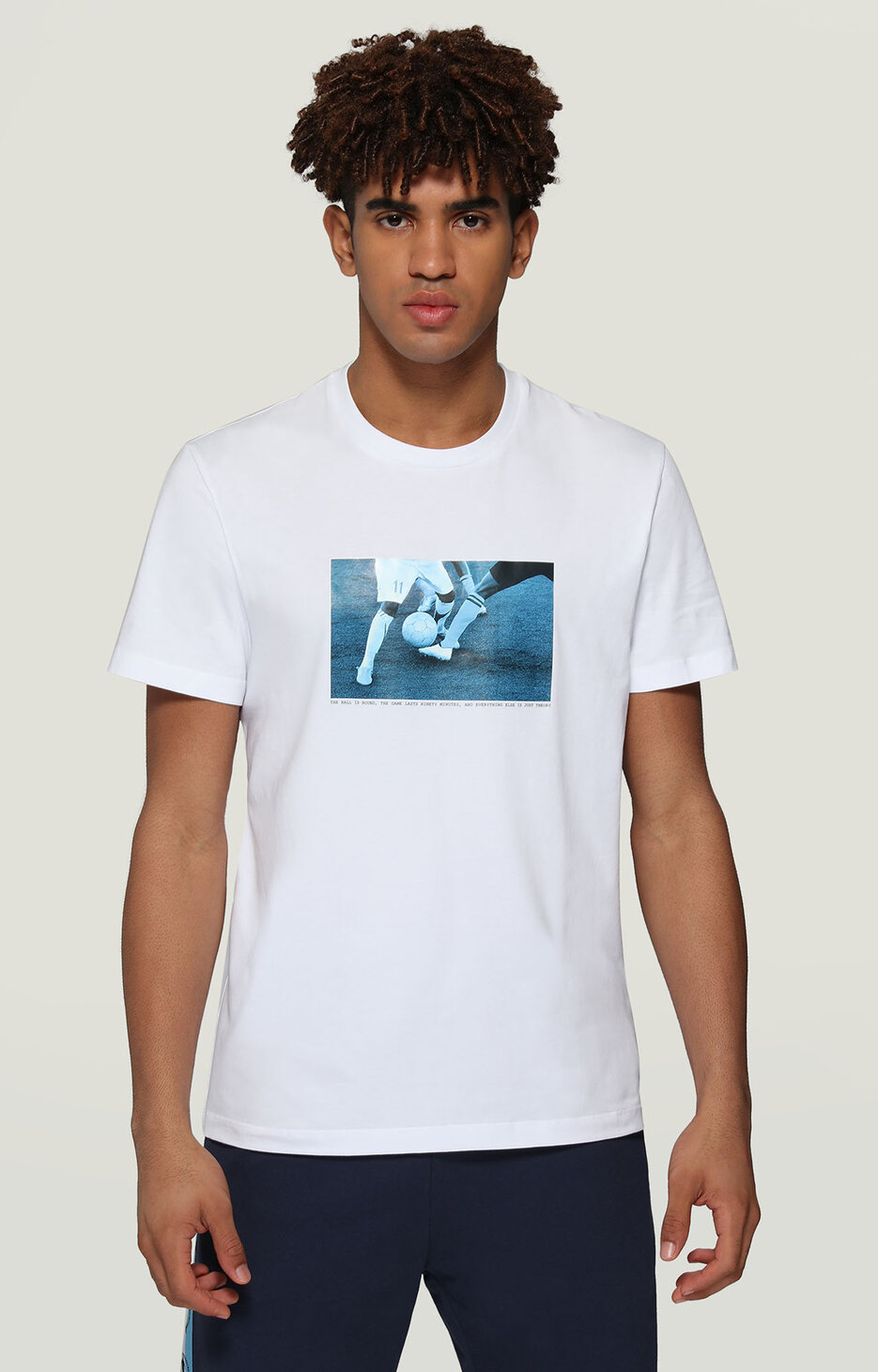 Men's T-shirt with soccer print, OPTICAL WHITE Men's T-shirt with soccer print, OPTICAL WHITE, hi-res-1