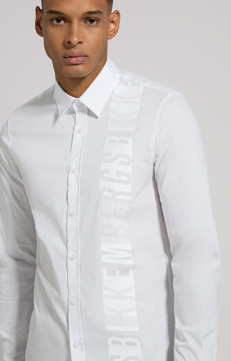 Men's slim fit print shirt, WHITE, hi-res-1