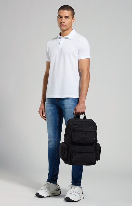 Piquet cotton men's polo shirt, WHITE, hi-res-1
