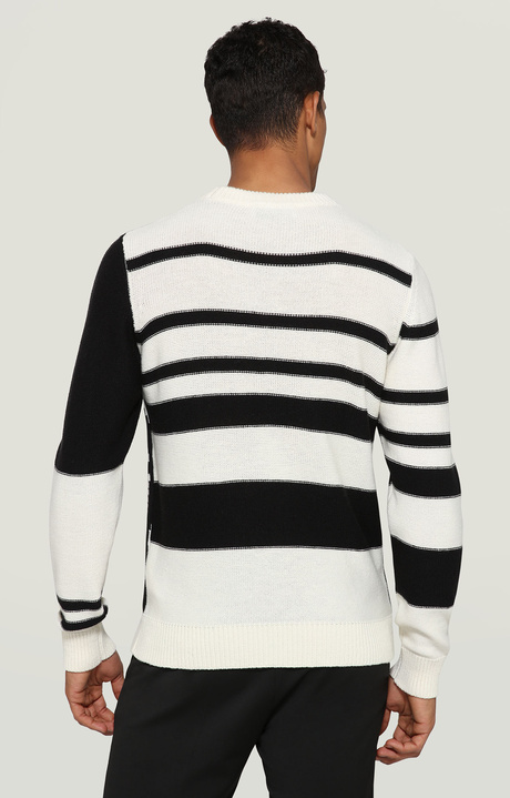 Jacquard men's sweater, WHITE/BLACK, hi-res-1