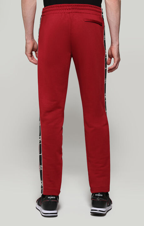 Men's sweatpants with inserts, RED, hi-res-1
