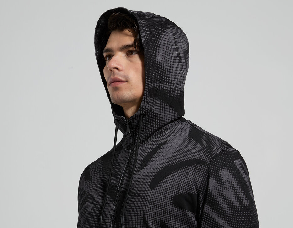 Men's hoodie  with mesh inserts, BLACK, hi-res-1