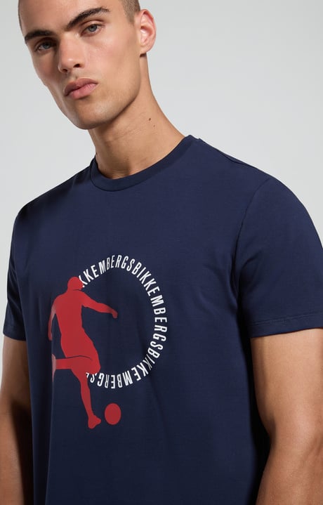 Men's soccer print T-shirt - slim fit, BLACK IRIS Men's soccer print T-shirt - slim fit, BLACK IRIS, hi-res-1