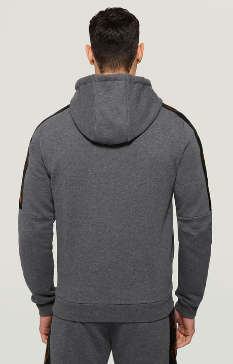 Men's sweatshirt with jacquard tape, DARK GREY MELANGE Men's sweatshirt with jacquard tape, DARK GREY MELANGE, hi-res-1