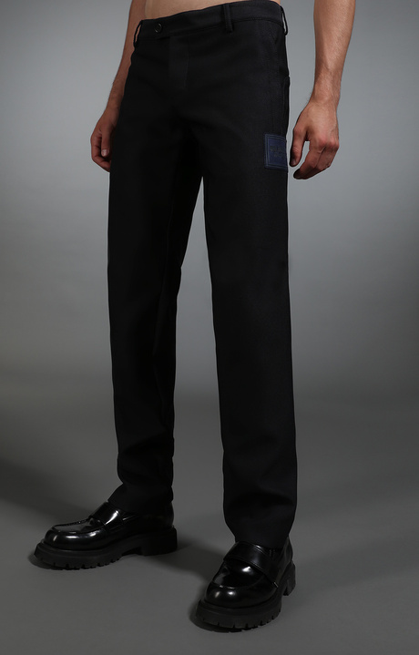 Men's trousers in navy blue fabric, NAVY, hi-res-1