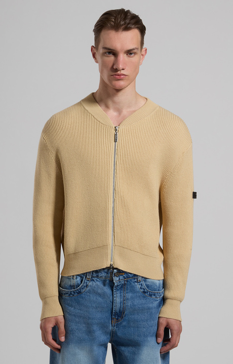 Bomber-inspired men’s sweater, SILVER FERN, hi-res-1