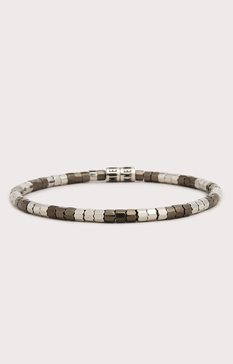 bikkembergs Men's Grey steel bracelet two-tone hexagonal beads