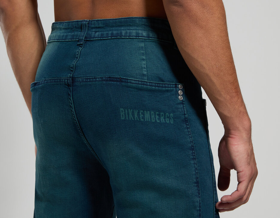 Wide fit men's jeans with laser print, MARINE GREEN Wide fit men's jeans with laser print, MARINE GREEN, hi-res-1