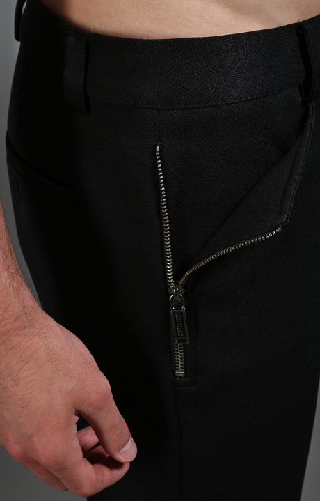 Men's black trousers with zip pockets, BLACK, hi-res-1