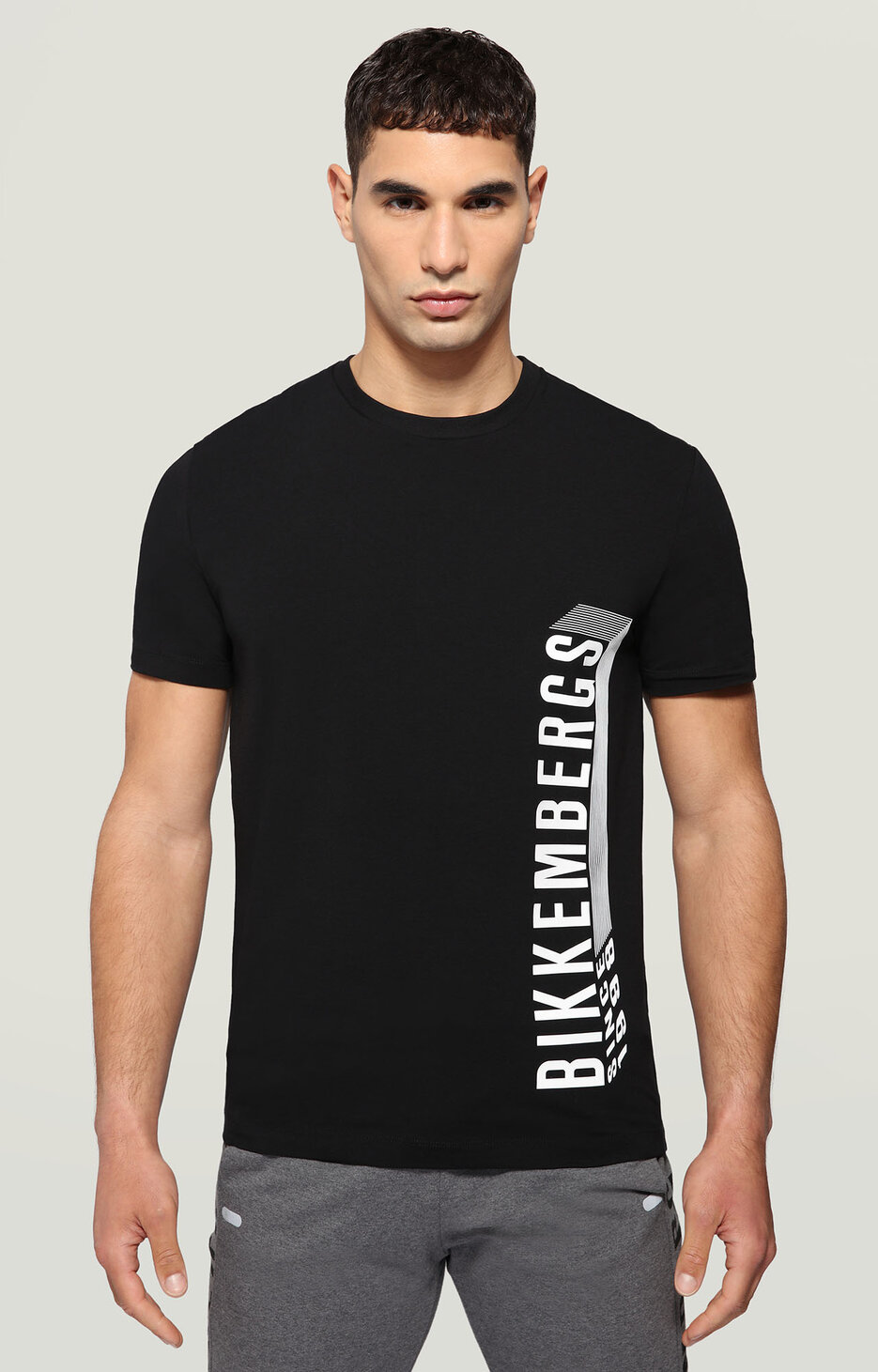 Men's T-shirt with rubber print, BLACK Men's T-shirt with rubber print, BLACK, hi-res-1