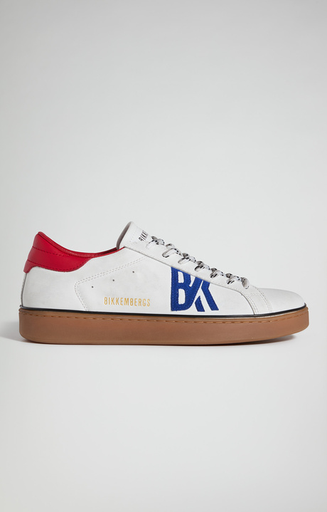 Men's Recoba M distressed leather sneakers, WHITE, hi-res-1